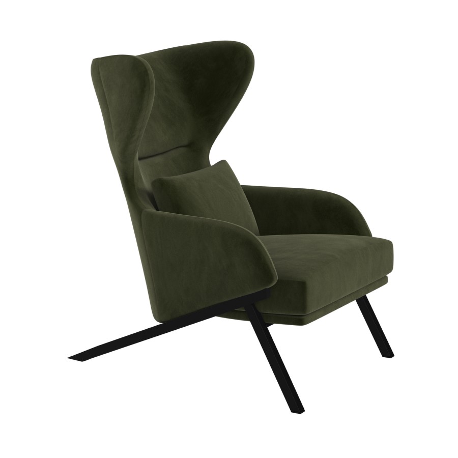 Dark Green Velvet Wingback Accent Chair - Clarence