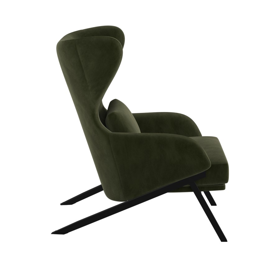 Dark Green Velvet Wingback Accent Chair - Clarence