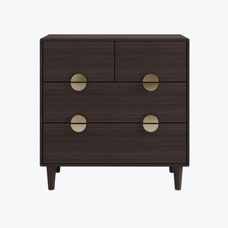 ALMOST PERFECT - Dark Wood Chest of 4 Drawers with Gold Handles - Celeste