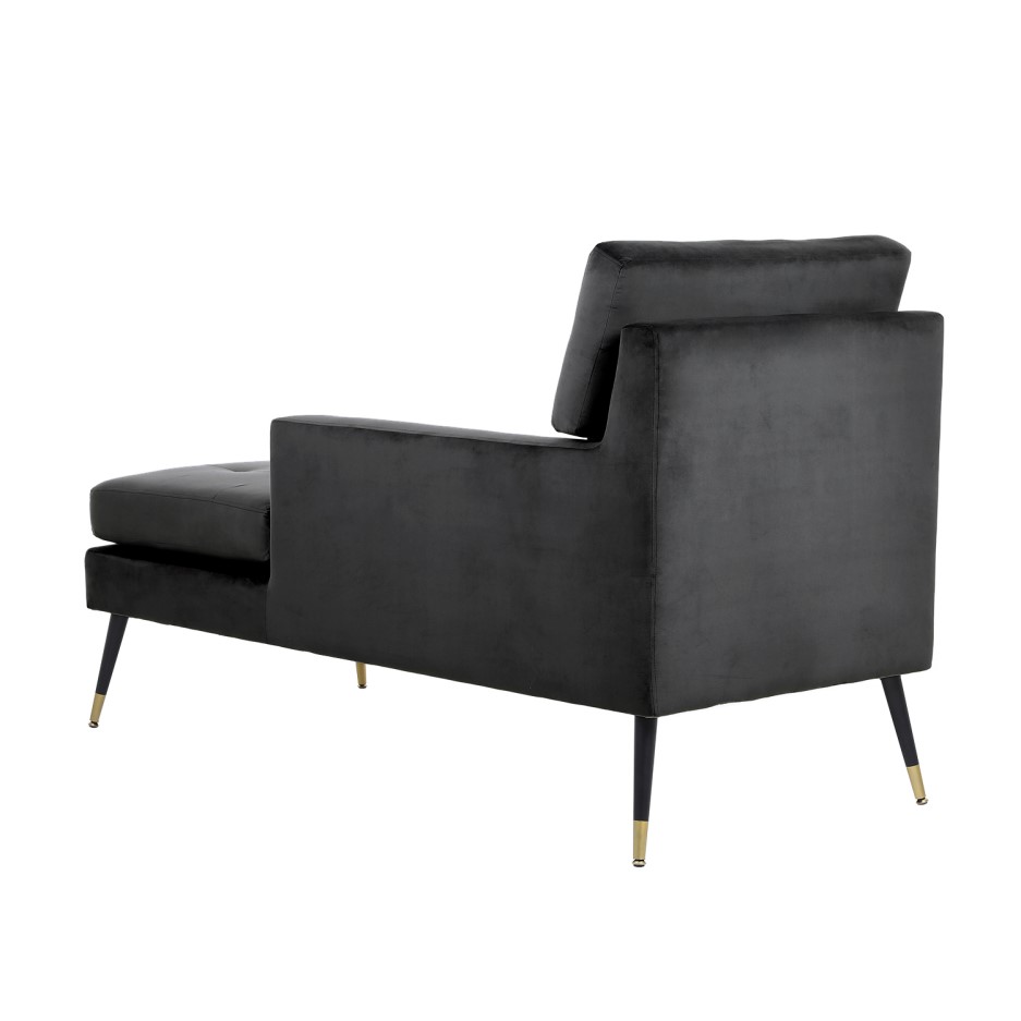 Grey Velvet Chaise Longue Chair Right Hand Facing Campbell