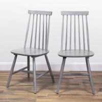 Pair of Grey Wooden Spindle Dining Chairs - Cami Pair of Grey Wooden Spindle Dining Chairs - Cami