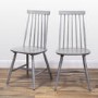 Pair of Grey Wooden Spindle Dining Chairs - Cami