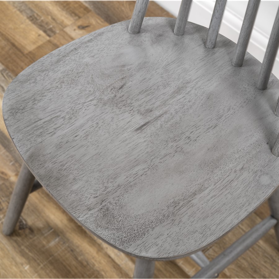 Pair of Grey Wooden Spindle Dining Chairs - Cami