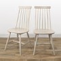 Pair of Solid Wood Dining Chairs in Cream with Spindle Back - Cami