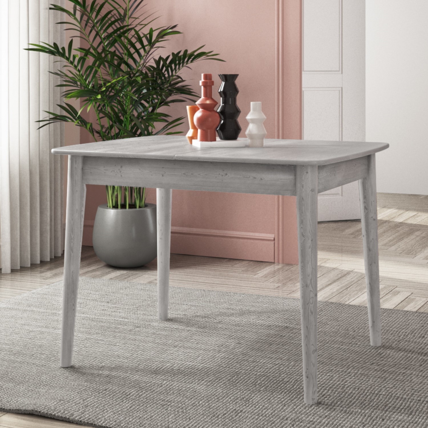 Grey Solid Wood Extendable Dining Table - Seats 4 - Cami - Furniture123