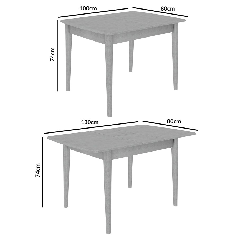 Grey Solid Wood Extendable Dining Table - Seats 4 - Cami