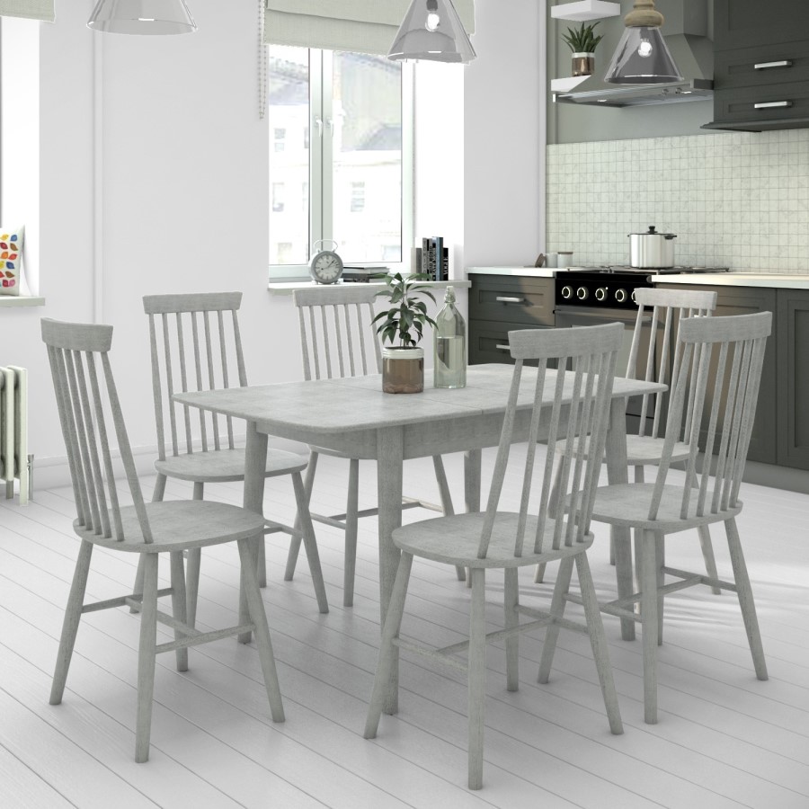 GRADE A2 - Grey Extendable Dining Table - Seats 6 - Cami