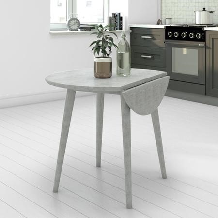 Grey Round Drop Leaf Dining Table - Seats 2 - Cami - Furniture123