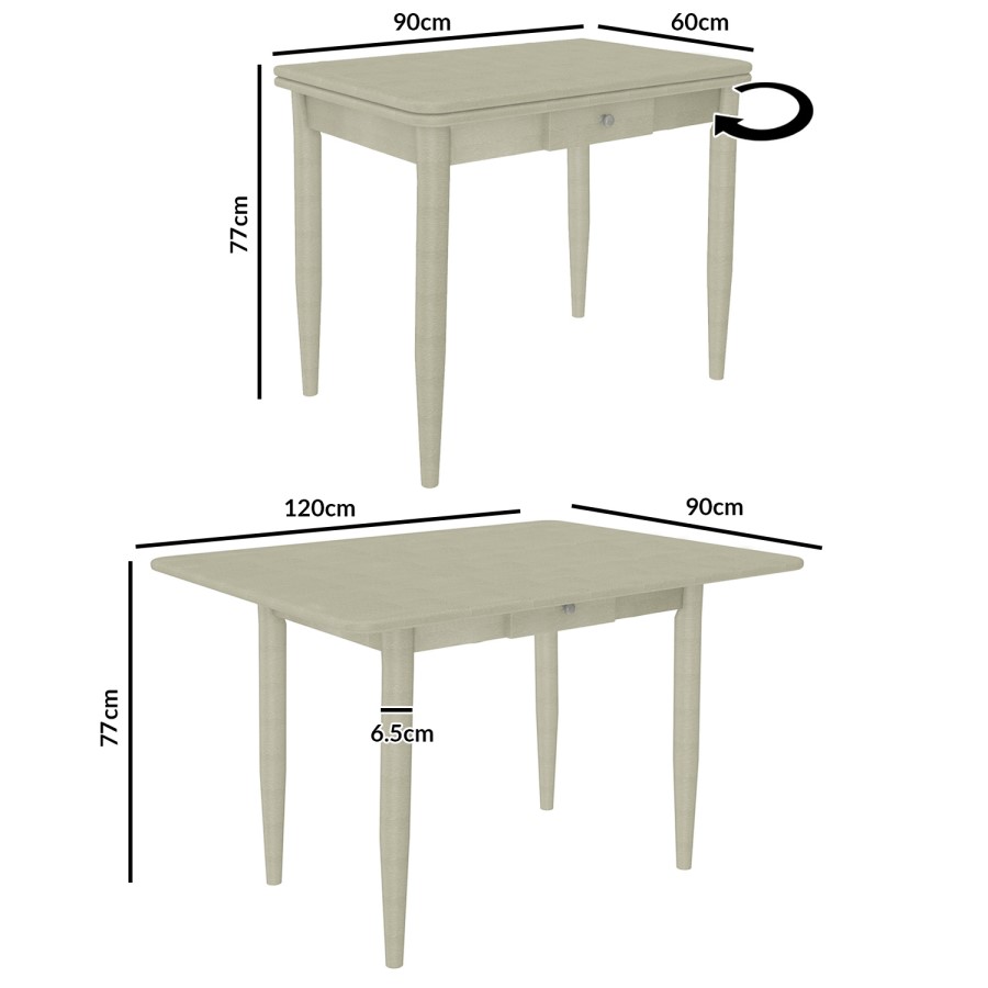 GRADE A2 - 4 Seater Cream Flip Top Dining Table - Solid Wood - Cami