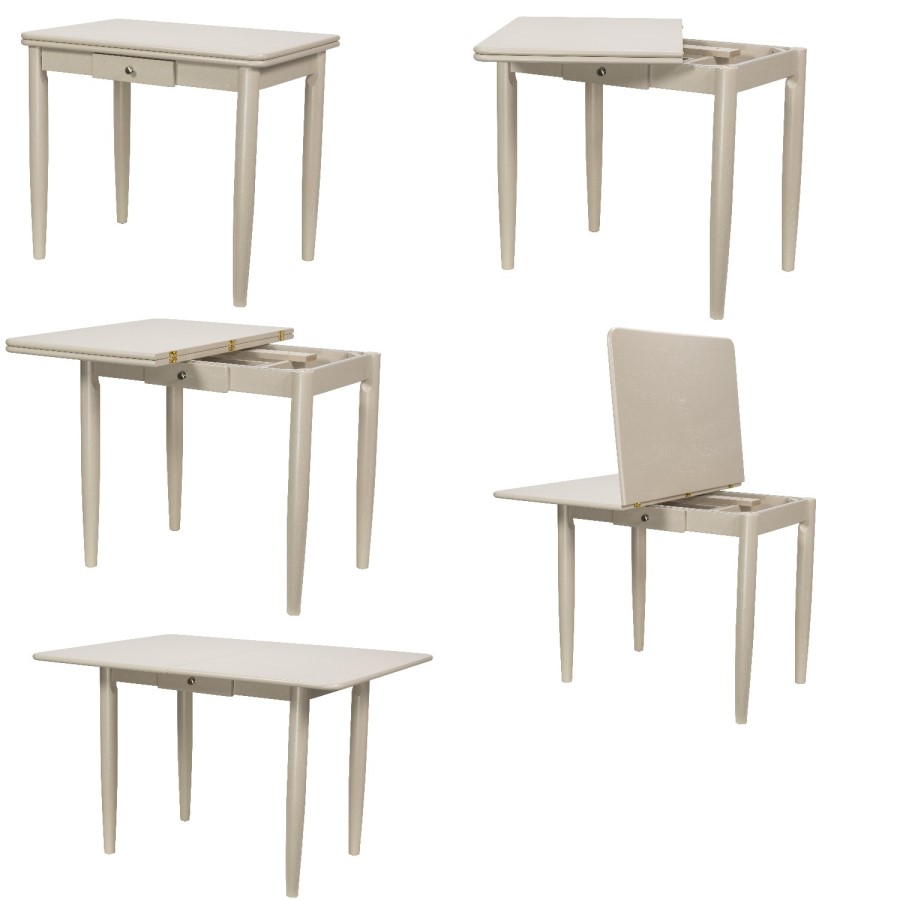 GRADE A2 - 4 Seater Cream Flip Top Dining Table - Solid Wood - Cami