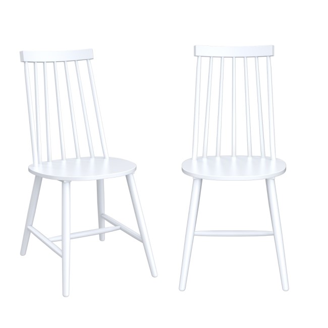 Set of 2 White Wooden Spindle Back Dining Chairs - Cami