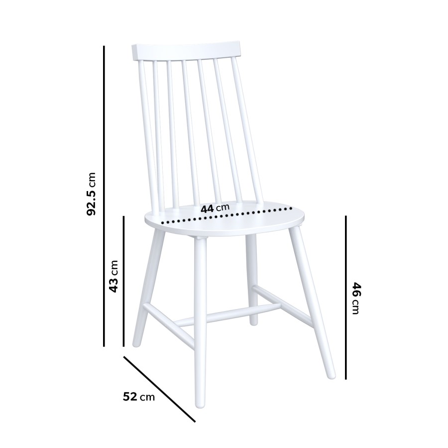 Set of 2 White Solid Wood Spindle Back Dining Chairs - Cami