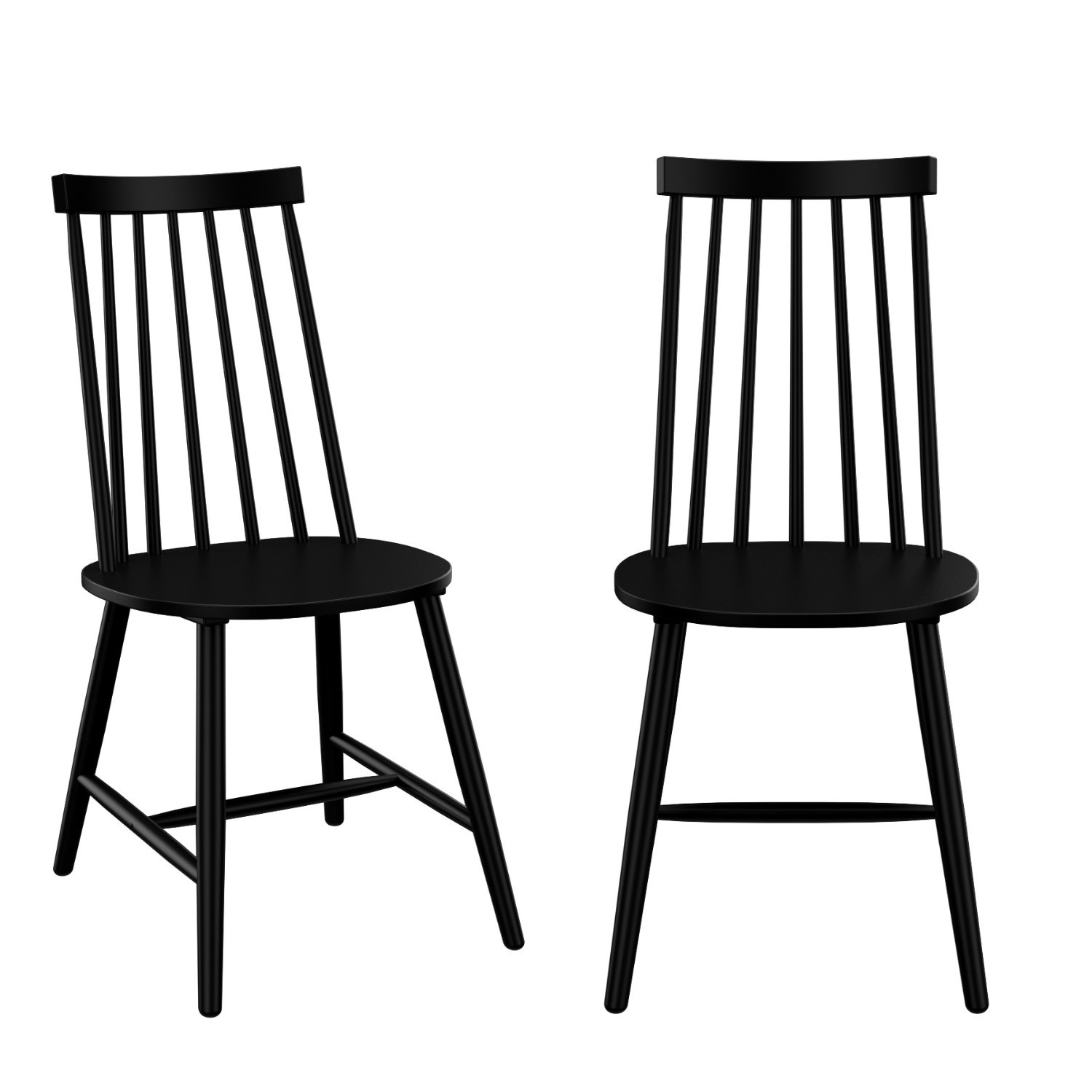 Photo of Set of 2 black wooden spindle dining chairs - cami