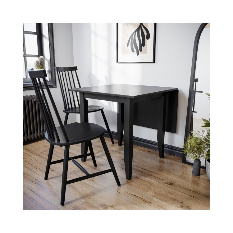 Set of 2 Black Wooden Spindle Dining Chairs - Cami