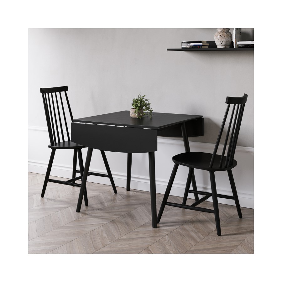 Set of 2 Black Wooden Spindle Dining Chairs - Cami