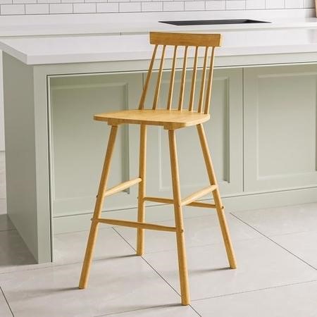 Light Oak Wooden Kitchen Stool With Spindle Back 66cm Cami   CMM010 1 LargeProductImage 