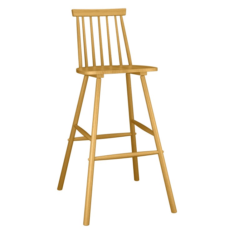 ONLY OPENED - Cami Light Oak Wooden Bar Stool with Spindle Back