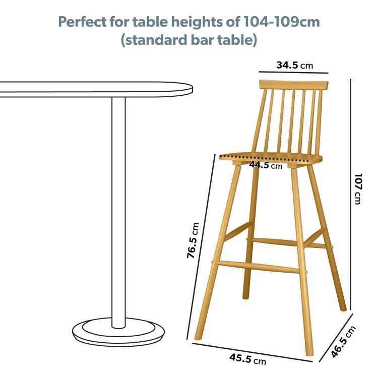 ONLY OPENED - Cami Light Oak Wooden Bar Stool with Spindle Back