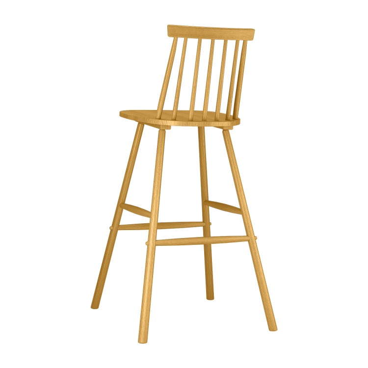 ONLY OPENED - Cami Light Oak Wooden Bar Stool with Spindle Back