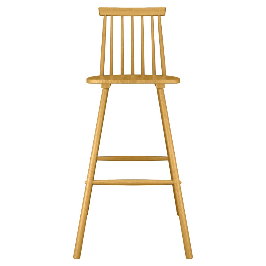 Oak Wooden Bar Stool with Spindle Back - 75cm - Cami