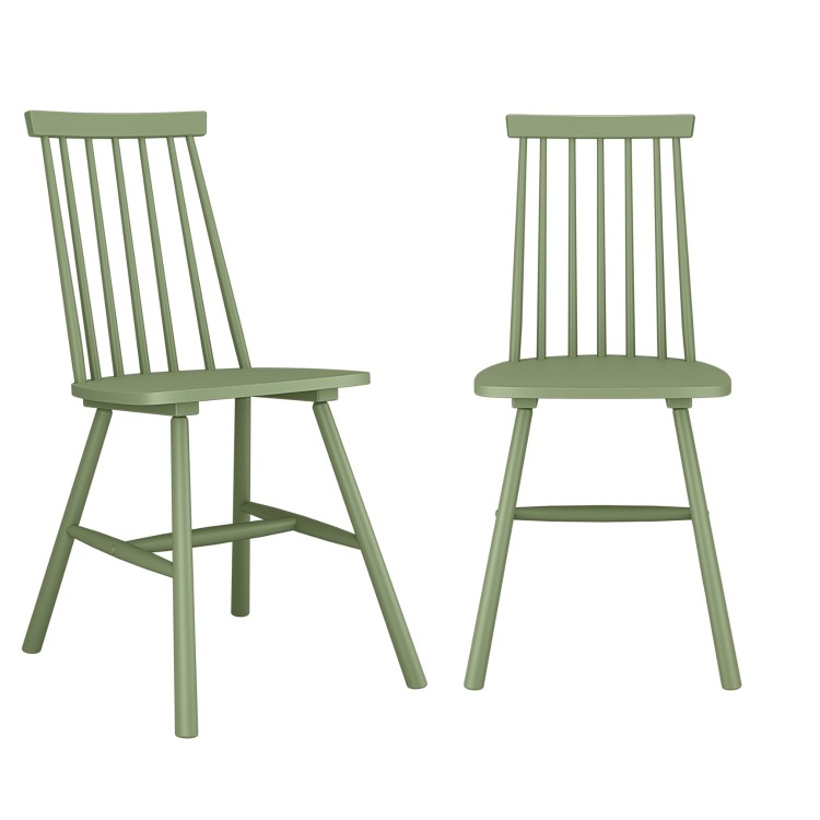 Set of 2 Olive Green Wooden Spindle Back Dining Chairs - Cami