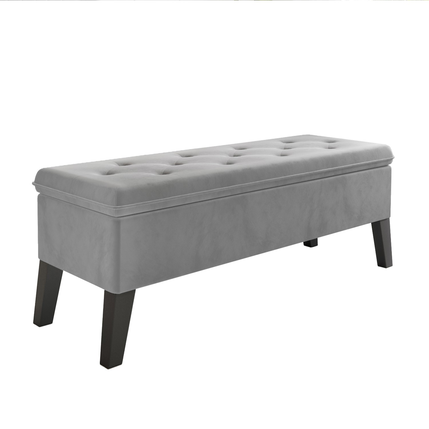 Cushioned EndofBed Ottoman Storage Bench in Grey Velvet Cameron