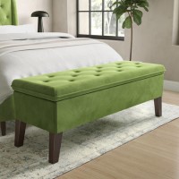 GRADE A1 - Cushioned End-of-Bed Ottoman Storage Bench in Green Velvet - Cameron GRADE A1 - Cushioned End-of-Bed Ottoman Storage Bench in Green Velvet - Cameron