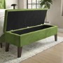 Cushioned End-of-Bed Ottoman Storage Bench in Green Velvet - Cameron