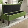 GRADE A1 - Cushioned End-of-Bed Ottoman Storage Bench in Green Velvet - Cameron