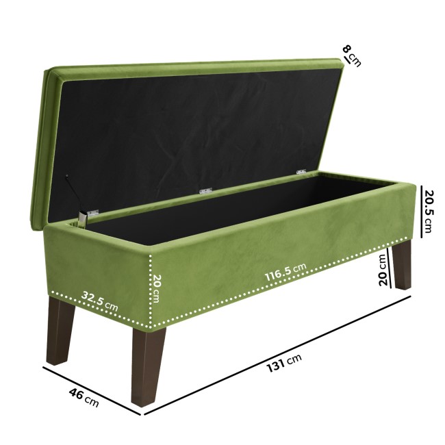 GRADE A1 - Cushioned End-of-Bed Ottoman Storage Bench in Green Velvet - Cameron