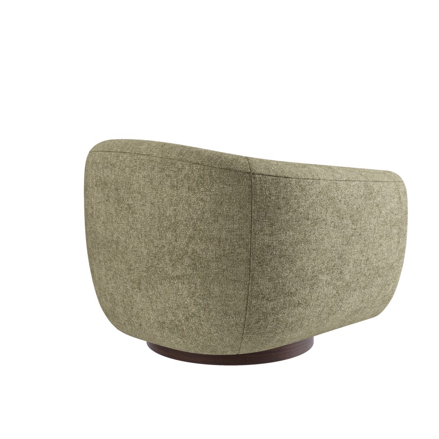 Sage Green Chenille Round Swivel Armchair - Celine