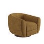 Caramel Brown Chenille Round Swivel Armchair - Celine