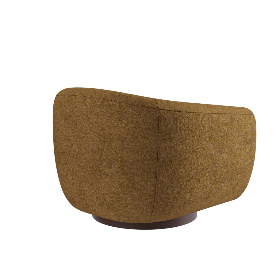 Caramel Brown Chenille Round Swivel Armchair - Celine