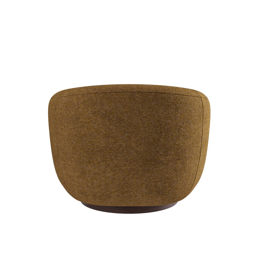 Caramel Brown Chenille Round Swivel Armchair - Celine