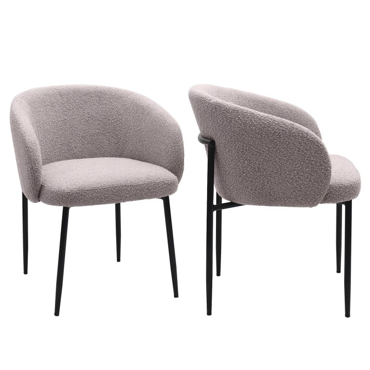 ALMOST PERFECT - Set of 2 Taupe Boucle Upholstered Dining Chairs - Cora