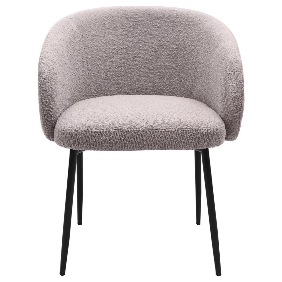 Set of 2 Taupe Boucle Upholstered Dining Chairs - Cora