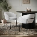 COA002 Set of 2 White Boucle Upholstered Dining Chairs - Cora