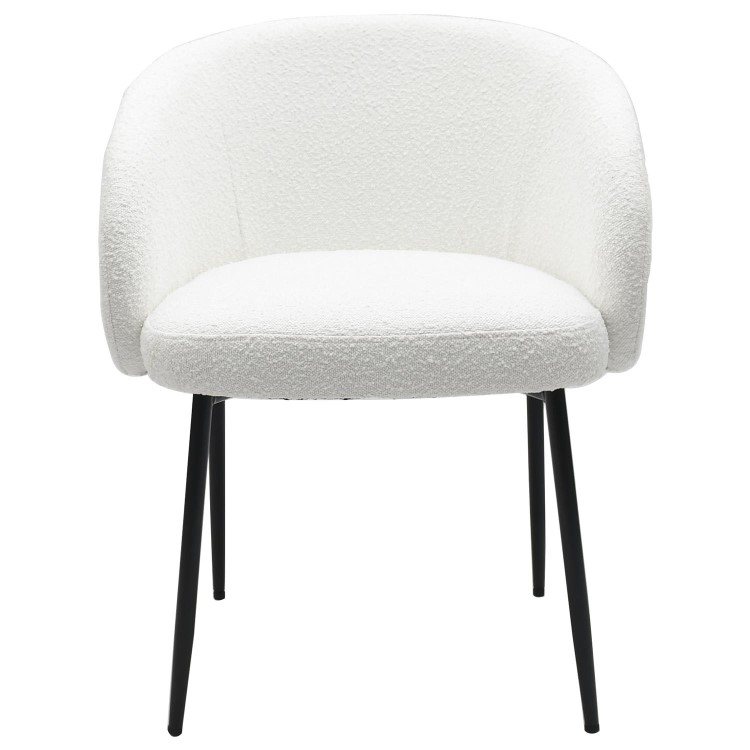 Set of 2 White Boucle Upholstered Dining Chairs - Cora