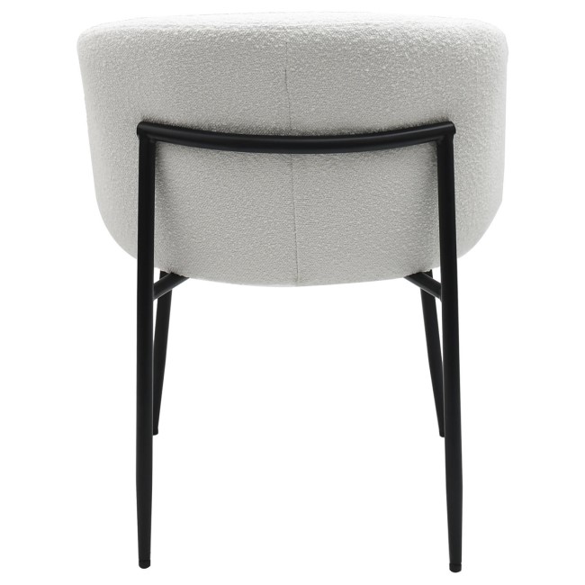 Set of 2 White Boucle Upholstered Dining Chairs - Cora