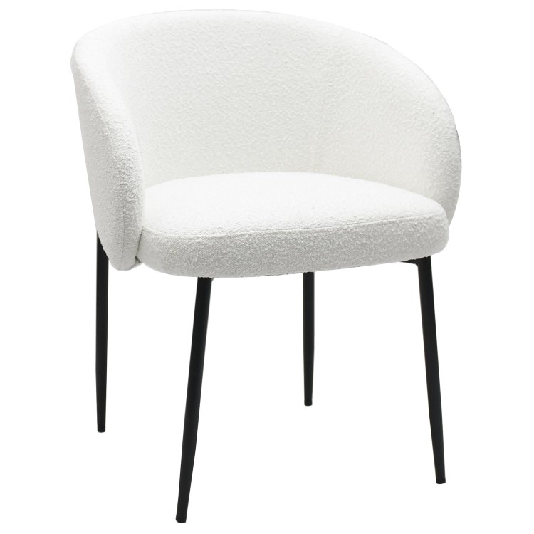 Set of 2 White Boucle Upholstered Dining Chairs - Cora