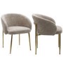 ONLY OPENED - Set of 2 Taupe Upholstered Dining Chairs with Brass Legs - Cora