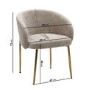 ONLY OPENED - Set of 2 Taupe Upholstered Dining Chairs with Brass Legs - Cora