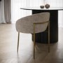 ONLY OPENED - Set of 2 Taupe Upholstered Dining Chairs with Brass Legs - Cora