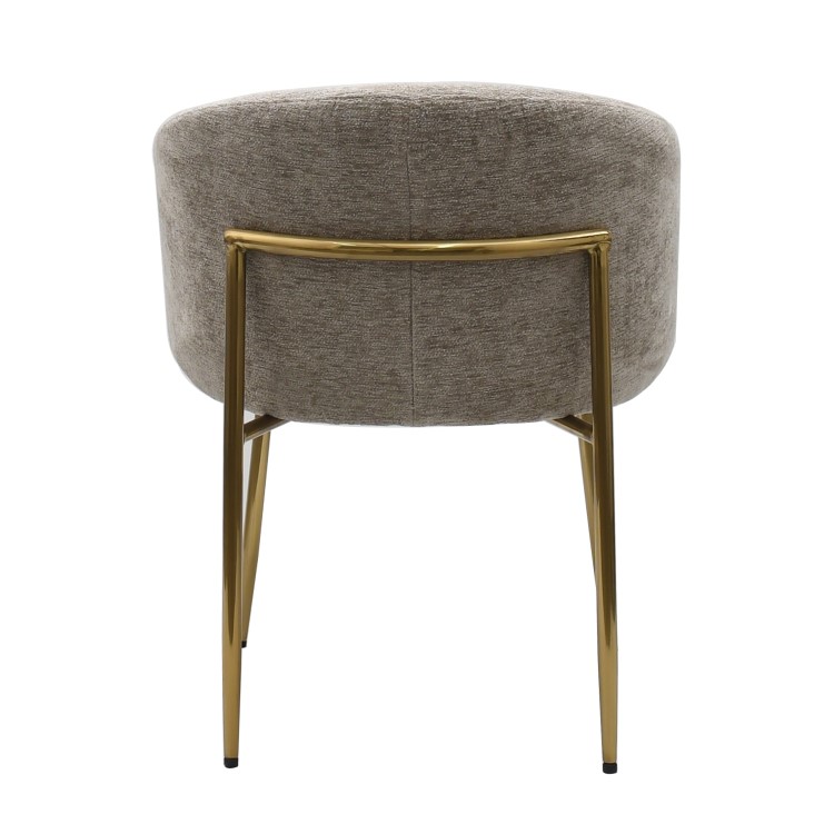 Set of 2 Mink Upholstered Dining Chairs with Brass Legs - Cora