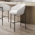 A2/COA004 ALMOST PERFECT - White Boucle Upholstered Kitchen Stool - Cora