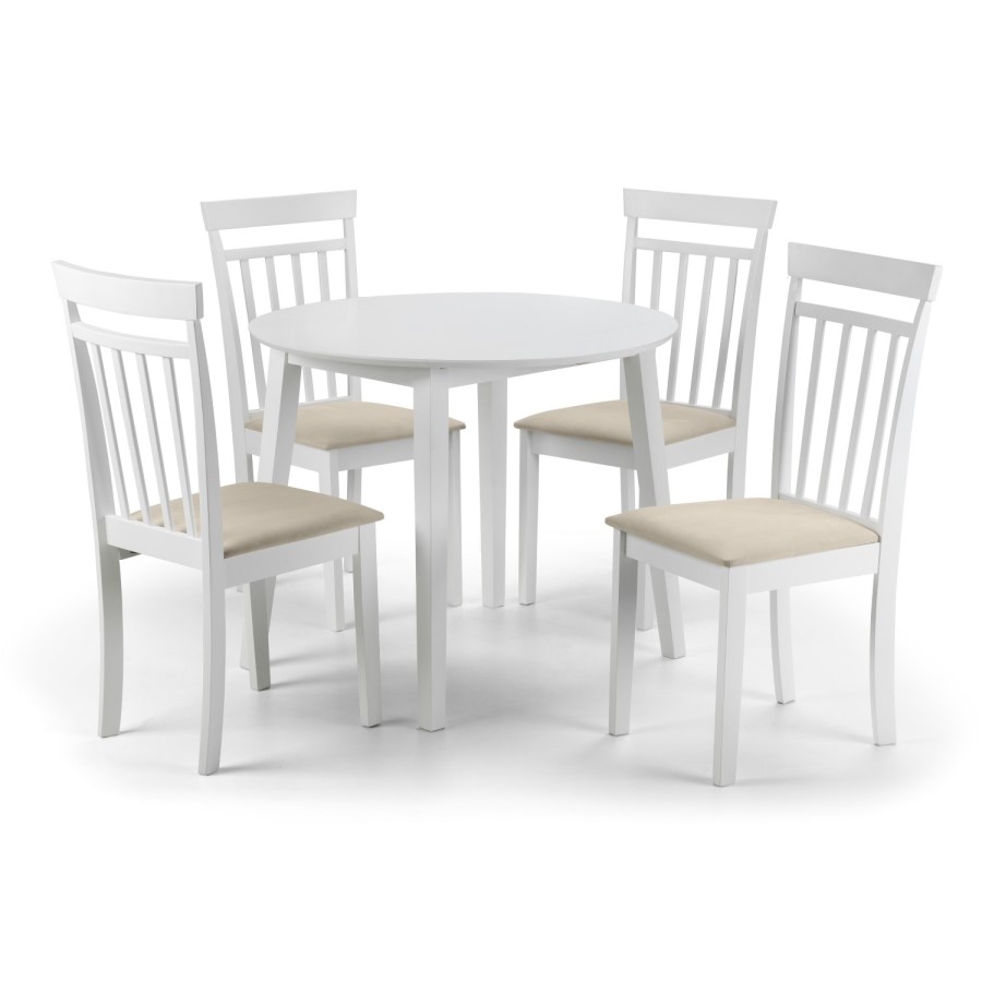 GRADE A1 - Julian Bowen Coast White Dining Set with Round Table & 4 Chairs