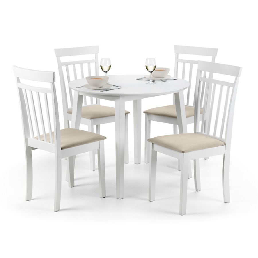 GRADE A1 - Julian Bowen Coast White Dining Set with Round Table & 4 Chairs