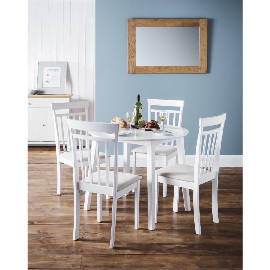 GRADE A1 - Julian Bowen Coast White Dining Set with Round Table & 4 Chairs