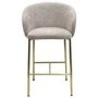 Mink Upholstered Kitchen Stool with Brass Legs and Back - Cora