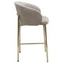 Mink Upholstered Kitchen Stool with Brass Legs and Back - Cora